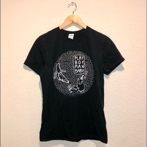 Play Boy Man Baby Black Graphic T-Shirt Sz Sm